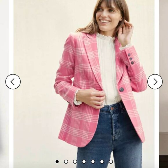 Boden Jackets & Blazers - Boden Women's Atkins British Tweed Blazer - Pink Check